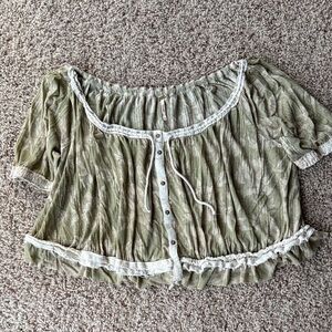 FP Movement by Free People Olive Button-Up Blouse